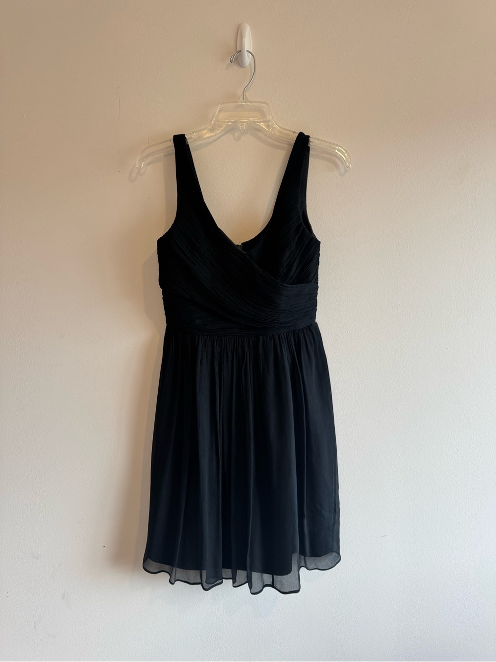 J. Crew Black V-Neck Chiffon Cocktail Dress